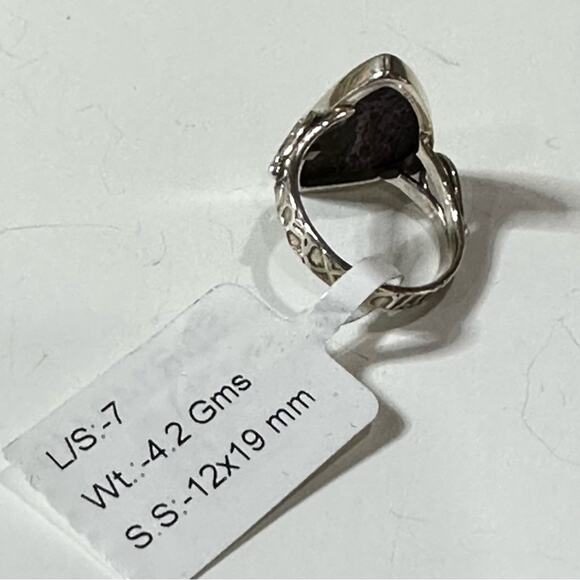 Crown Of Silver Psilomelane - Black Malachite 925 solid Silver Ring size 8.5 - Picture 4 of 4